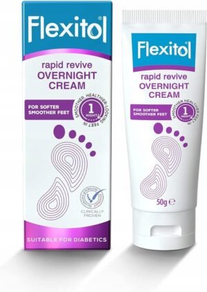 Flexitol krem na noc do stóp 50g - opakowanie i tuba kremu z mocznikiem na suchą skórę
