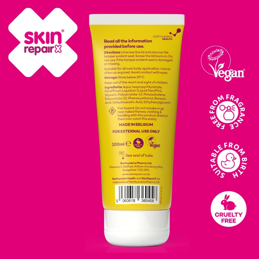 SkinRepairX żel nawilżający do ciała 100ml - produkt wegański, bez zapachów, dla skóry wrażliwej