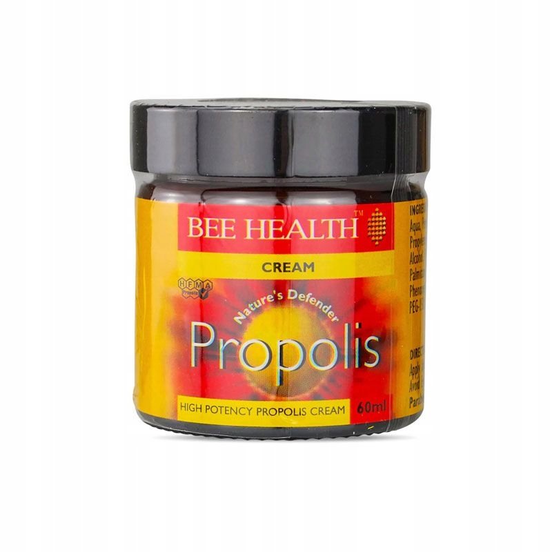 Bee Health krem z propolisem 60ml w żółto-czerwonym opakowaniu z czarnym wieczkiem